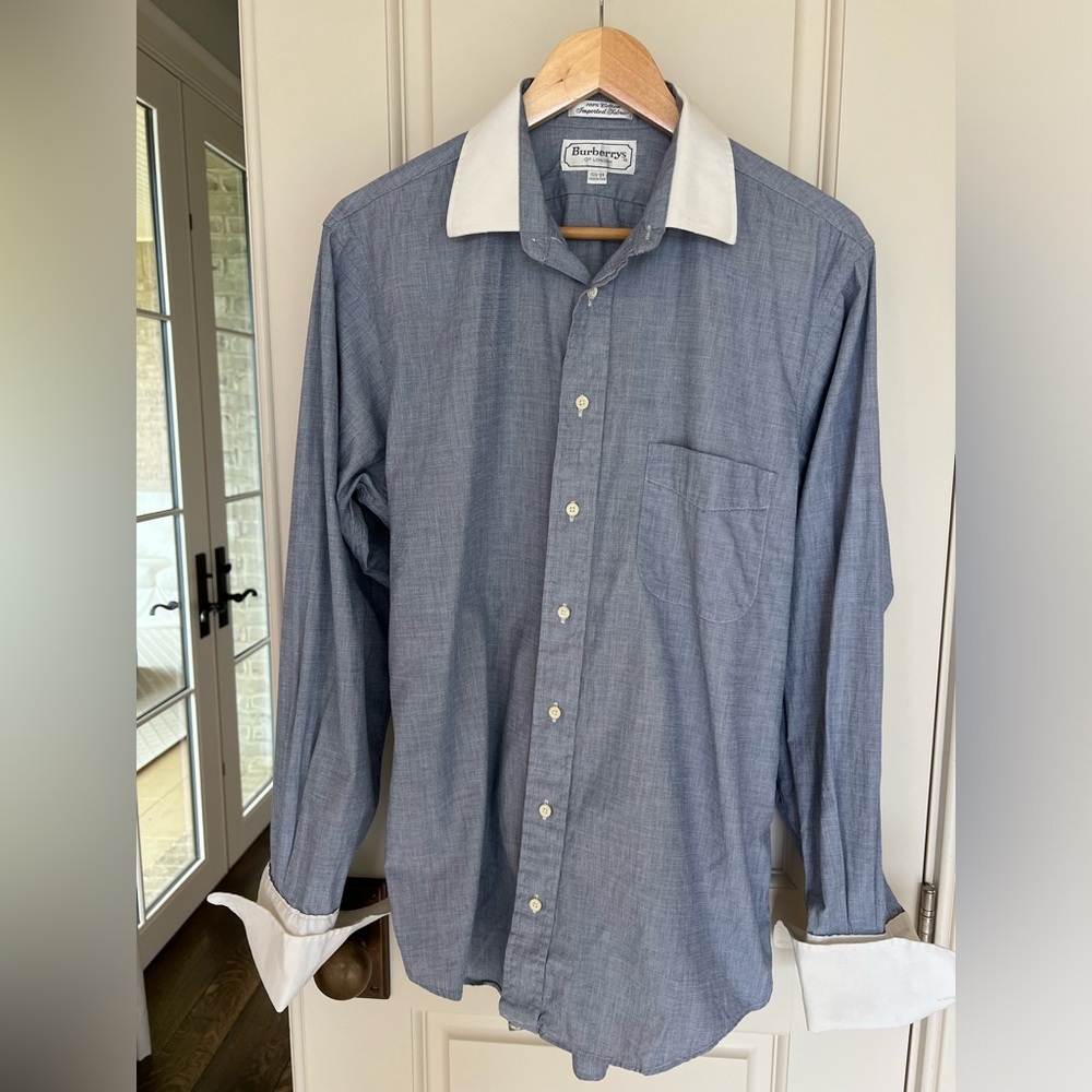 Vintage BURBERRY Burberrys of London French Cuff Dress Shirt, 15.5-34, EUC